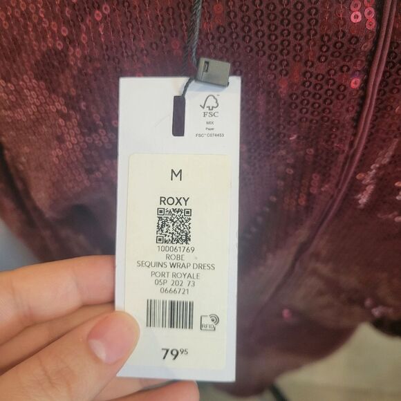 Dynamite Red Sequence Wrap Mini Dress Size medium - Picture 4 of 9